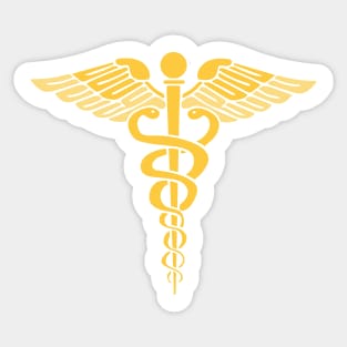 Symbol of Medicine, Gold Caduceus Sticker